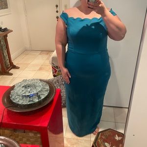Badgley Mischka size 18 evening gown in TEAL/PEACOCK